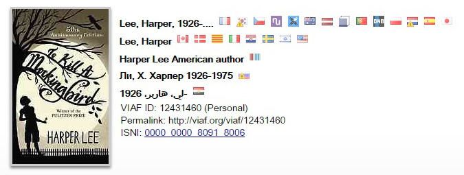 VIAF Authority Record for Harper Lee