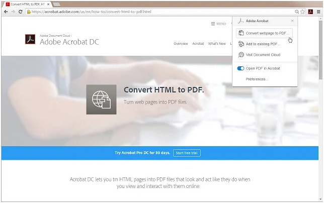 Adobe Acrobat browser extension